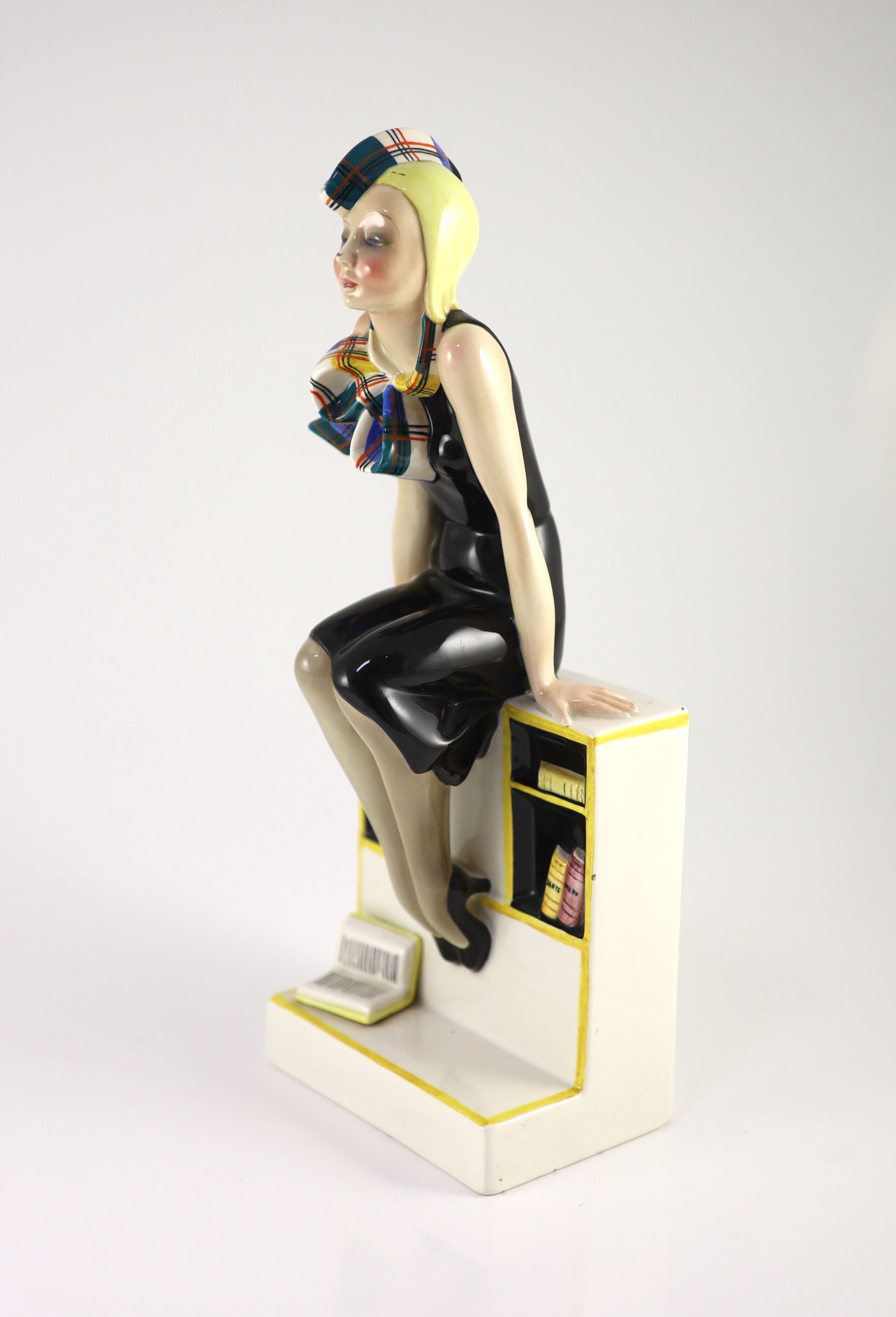 Helen Koenig Scavini for Lenci, an earthenware figure 'La Studentessa', c.1930, 37cm high, tiny blemishes to glaze